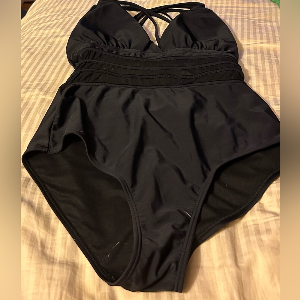 Ree Bees Black black one piece bathing suit size XL